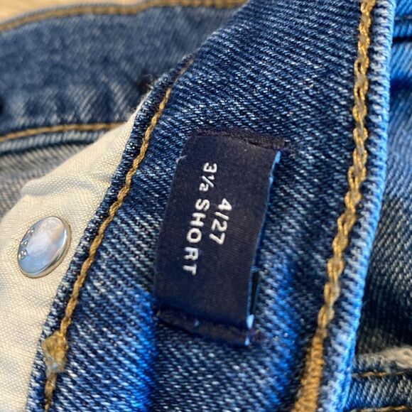 Gap Raw Hem Distressed High Waisted Denim Shorts Ripped Button Fly Raw Hem - Picture 3 of 11